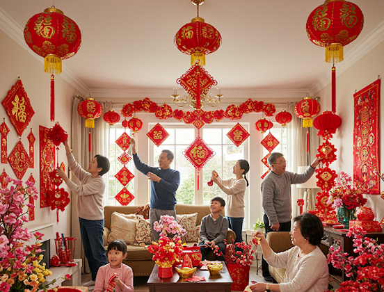 1. Cleaning and Decorating Houses with Red Things