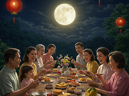 1. Enjoying a Dinner with Family